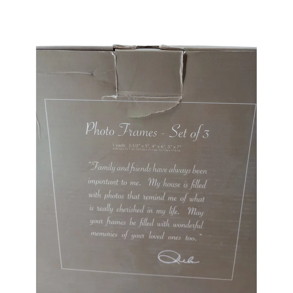 Reba Photo Frames Set of 3 Silver Ornate Scroll Floral Pewter Finish with Box